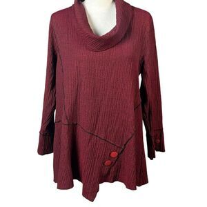 Habitat Clothes To Live In Tunic Size Medium Burgundy Cowl Neck Lagenlook Boho